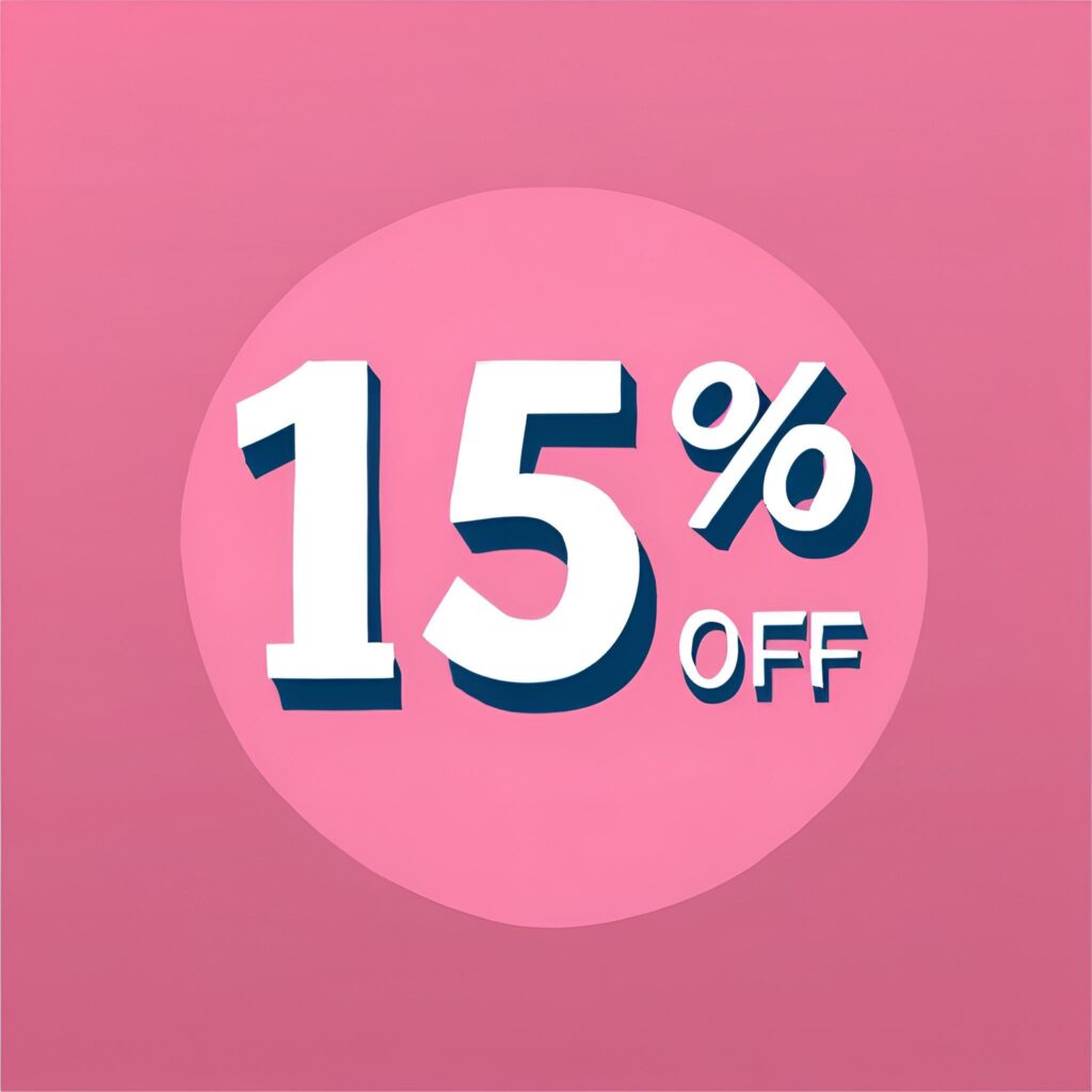 15_ off with pink background Huge discount on elite beauty salon services rowville