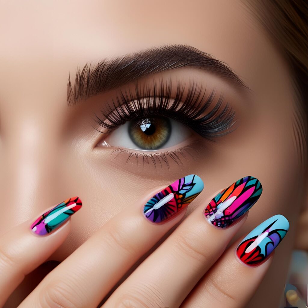 A women eyelashes with nail art portrait(1)