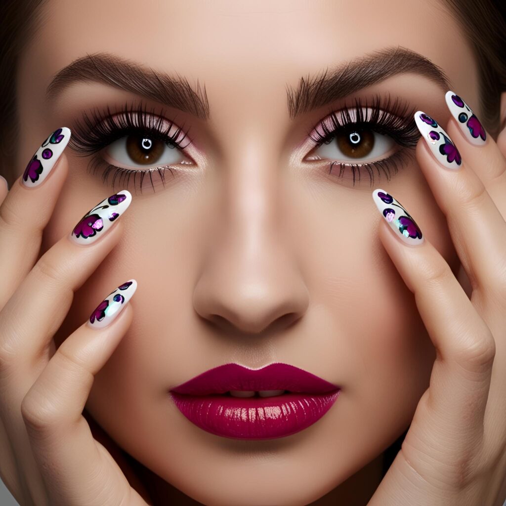 A women eyelashes with nail art portrait(3) eyelash Extensions in Rowville